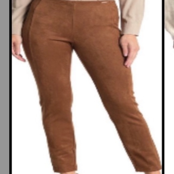 Marc New York Andrew Marc Cognac Faux Suede Wide Leg Pants Size 12 - Picture 1 of 8